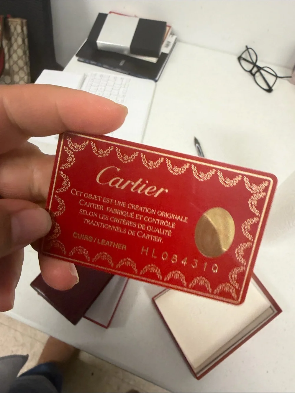 Cartier Red and Gold Leather Authenticity Card - Picture 5 of 7
